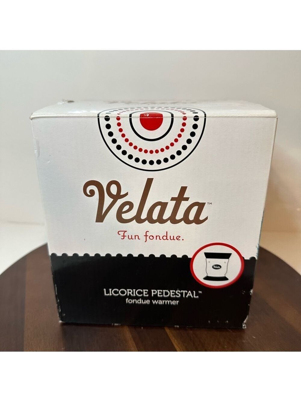 Velata Licorice Pedestal Fondue Warmer NEW in Box w/ Forks + 25W Bulb